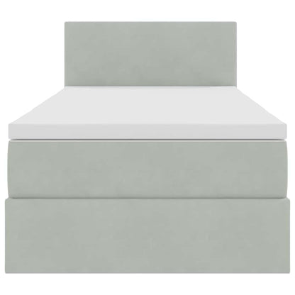 Letto con contenitore e LED Grigio chiaro 90 x 200 cm Velluto | homemem39