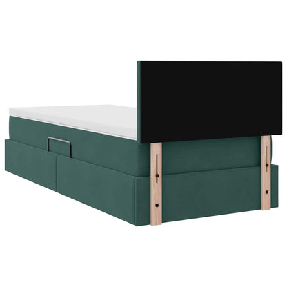 Letto con contenitore LED e materasso Verde Scuro 90 x 200 cm
