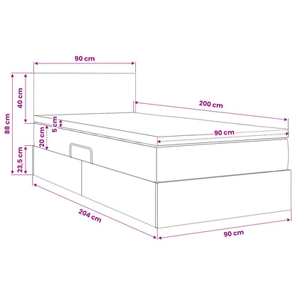 Letto con contenitore e LED Verde Scuro 90 x 200 cm Velluto | homemem39
