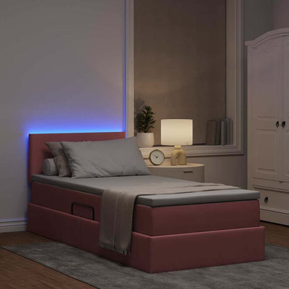 Letto con contenitore e LED Rosa 90 x 200 cm Velluto | homemem39