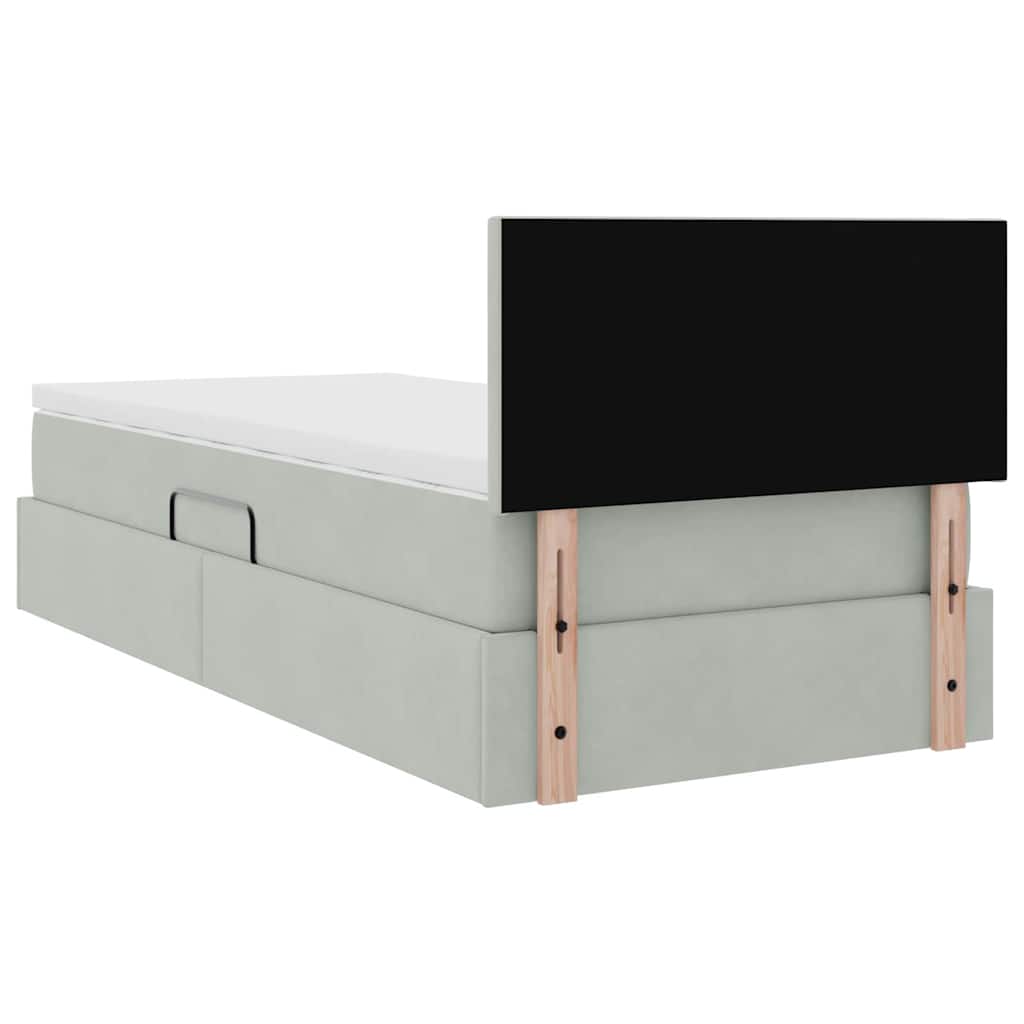 Letto con contenitore e LED Grigio chiaro 100 x 200 cm Velluto | homemem39