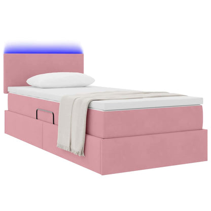 Letto con contenitore e LED con led Rosa 100 x 200 cm Velluto | homemem39