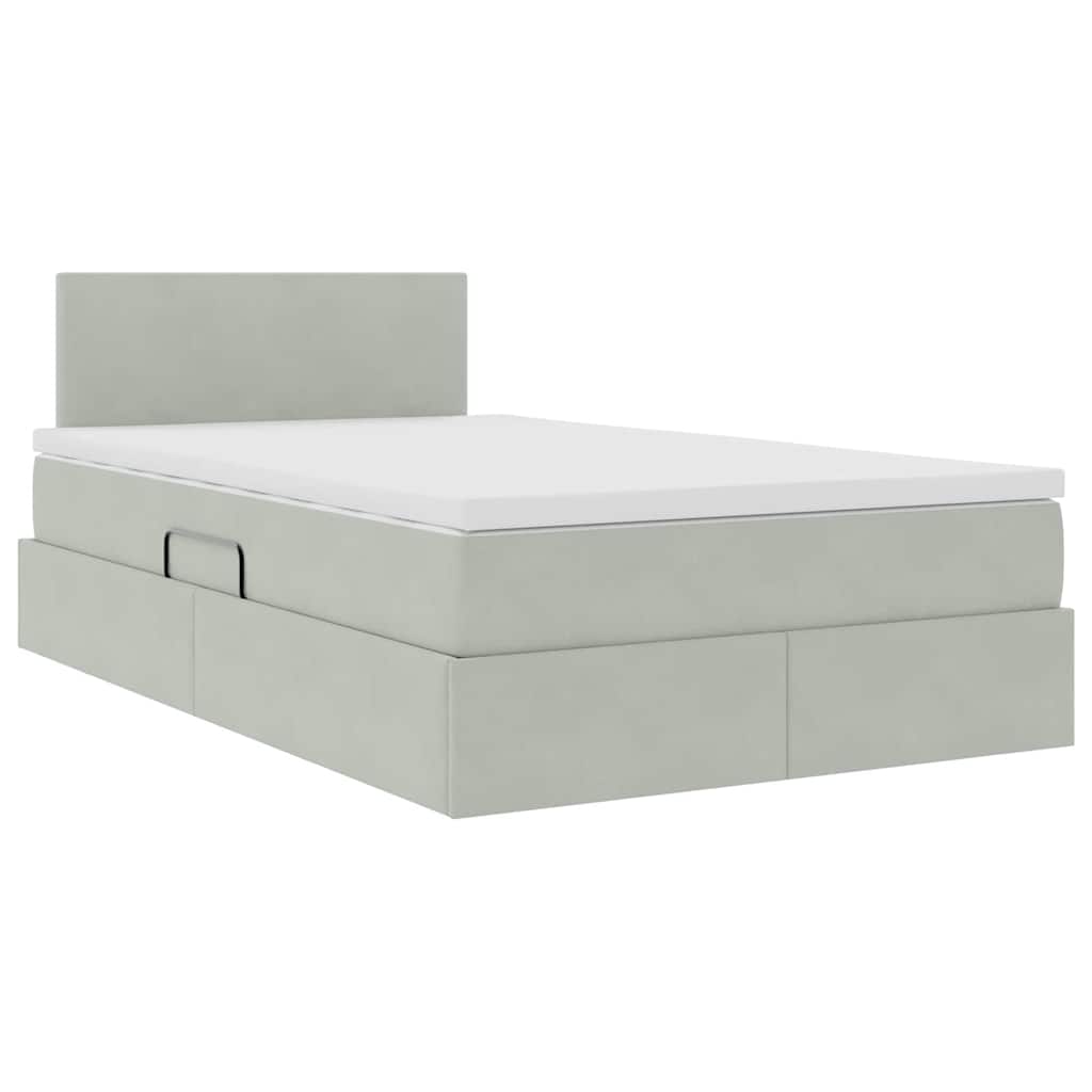Letto con contenitore e LED Grigio chiaro 120 x 190 cm Velluto | homemem39