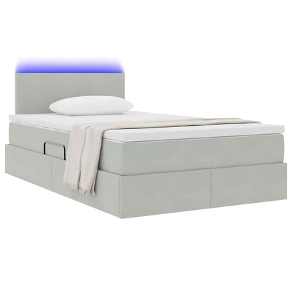Letto con contenitore e LED Grigio chiaro 120 x 190 cm Velluto | homemem39
