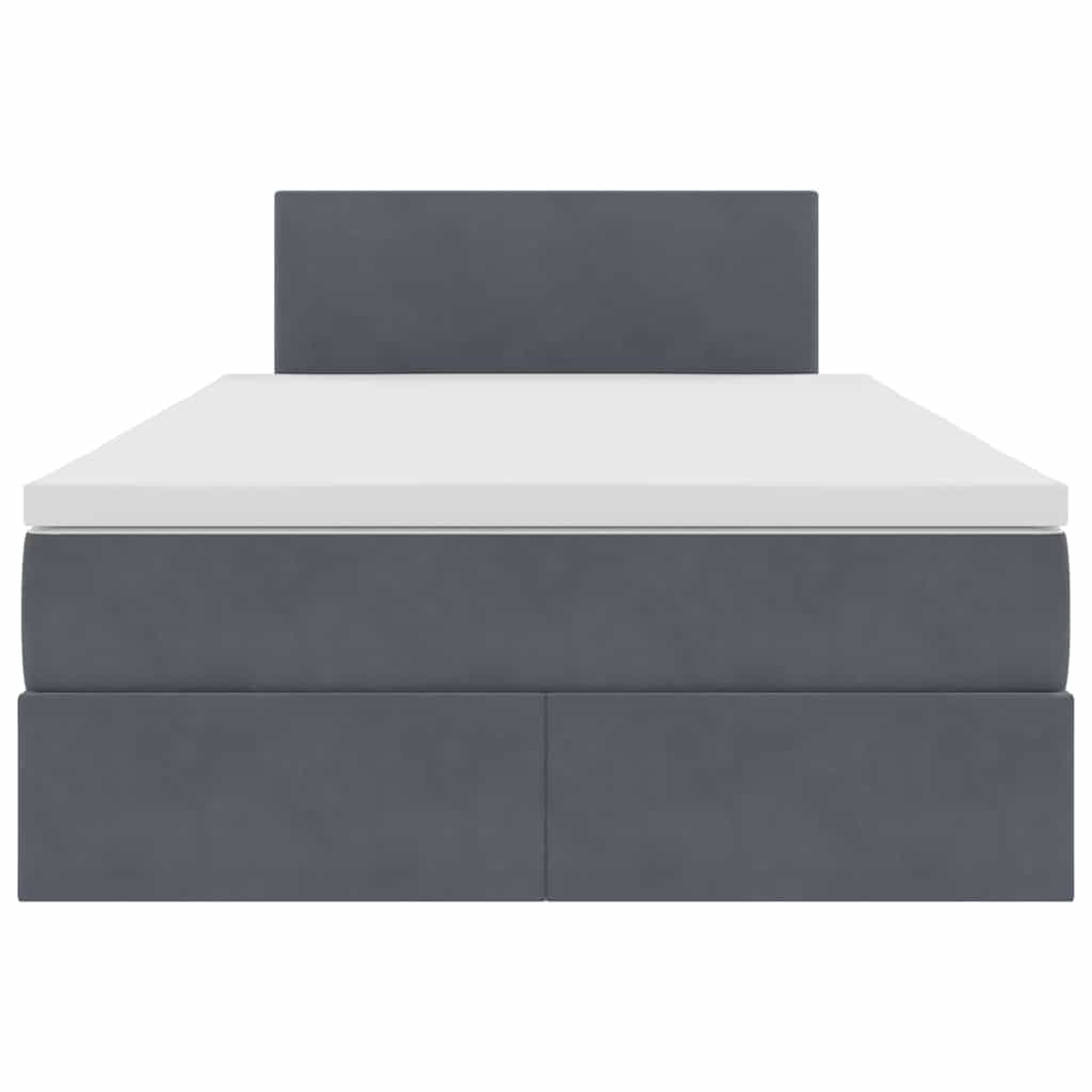 Letto con contenitore e LED Grigio scuro 120 x 190 cm Velluto | homemem39