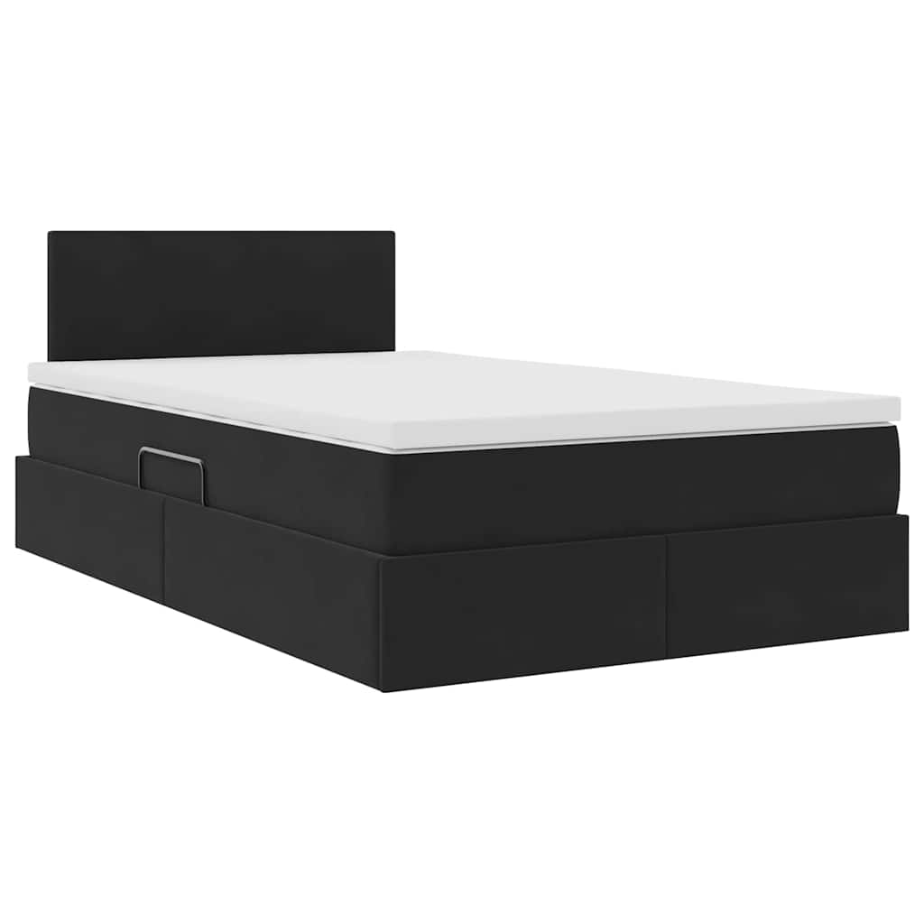 Letto con contenitore e LED con led Nero 120 x 190 cm Velluto | homemem39