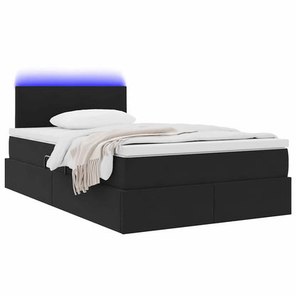 Letto con contenitore e LED con led Nero 120 x 190 cm Velluto | homemem39