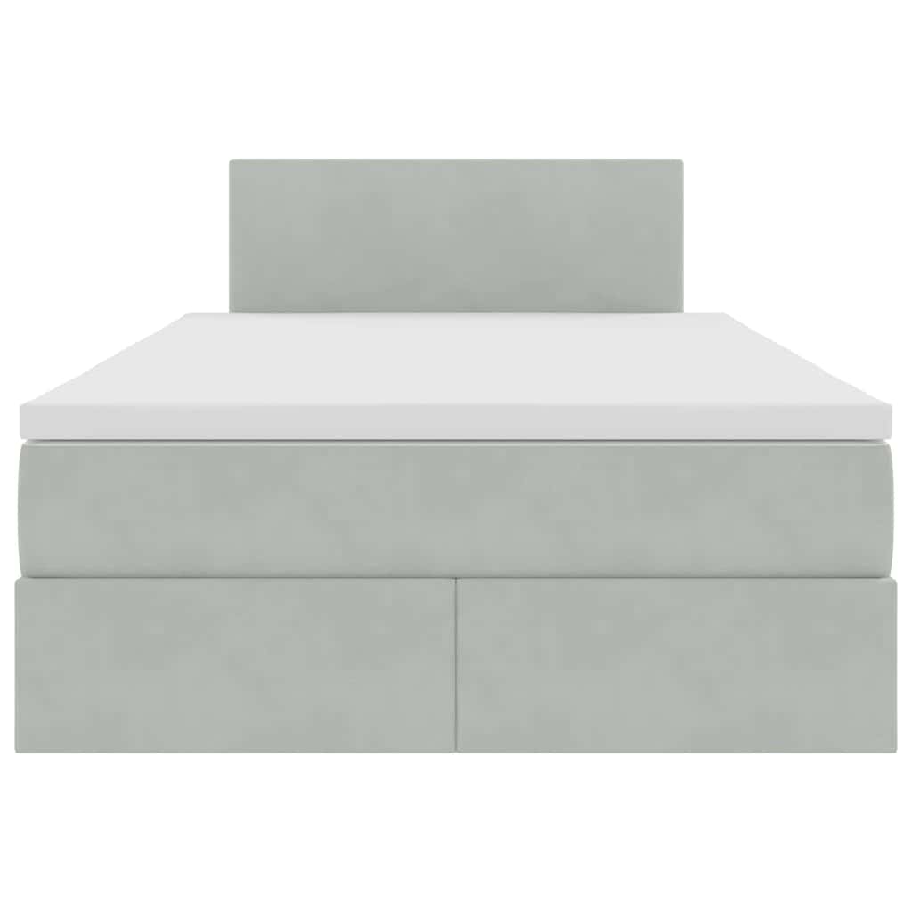 Letto con contenitore e LED Grigio chiaro 120 x 200 cm Velluto | homemem39