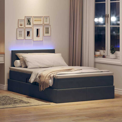 Letto con contenitore LED e materasso Grigio Scuro 120 x 200 cm