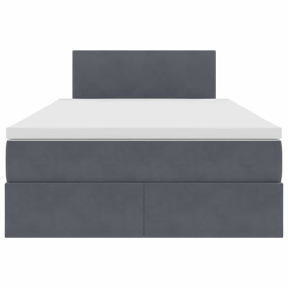 Letto con contenitore e LED Grigio scuro 120 x 200 cm Velluto | homemem39