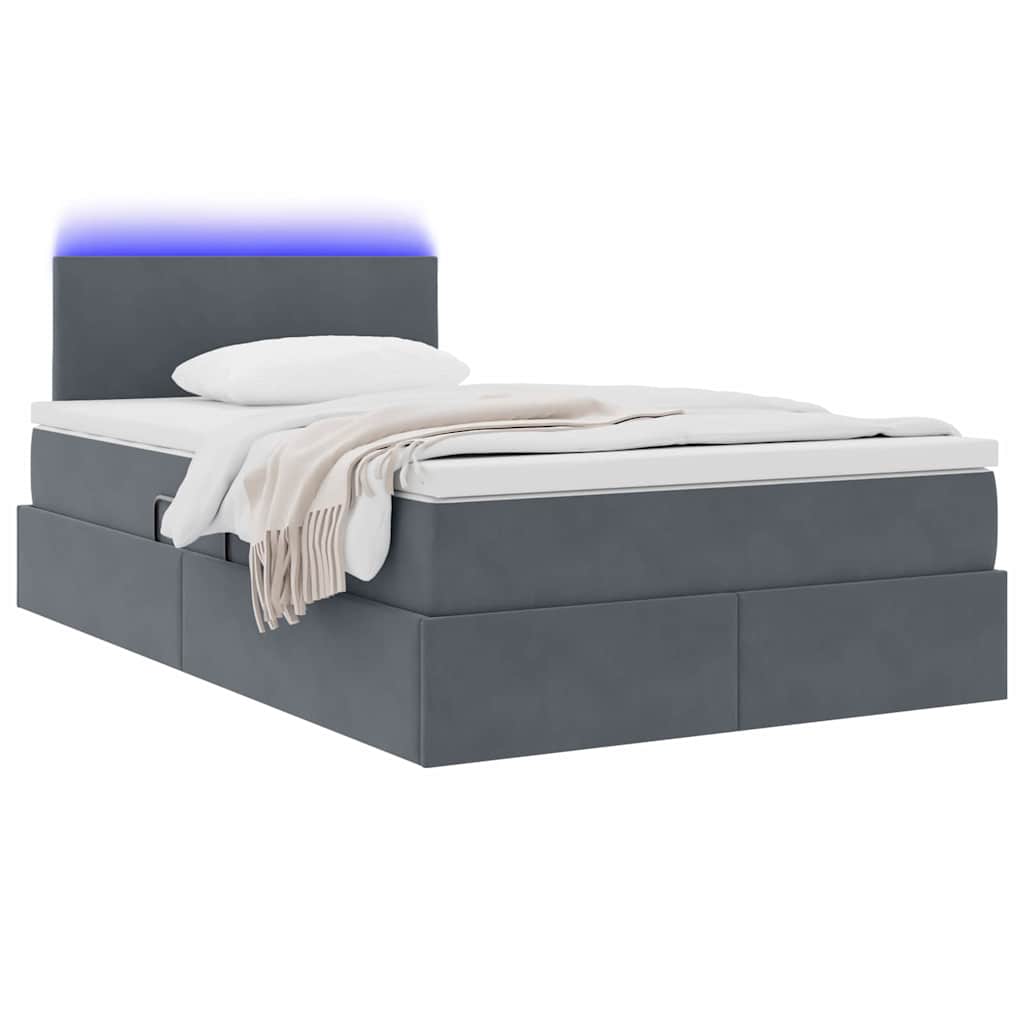 Letto con contenitore LED e materasso Grigio Scuro 120 x 200 cm