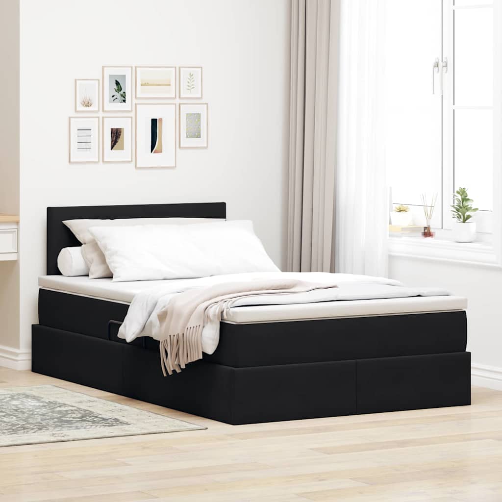 Letto con contenitore LED e materasso Nero 120 x 200 cm Velluto