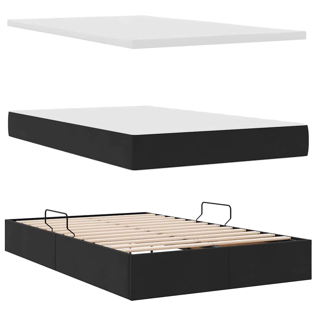 Letto con contenitore e LED Nero 120 x 200 cm Velluto | homemem39