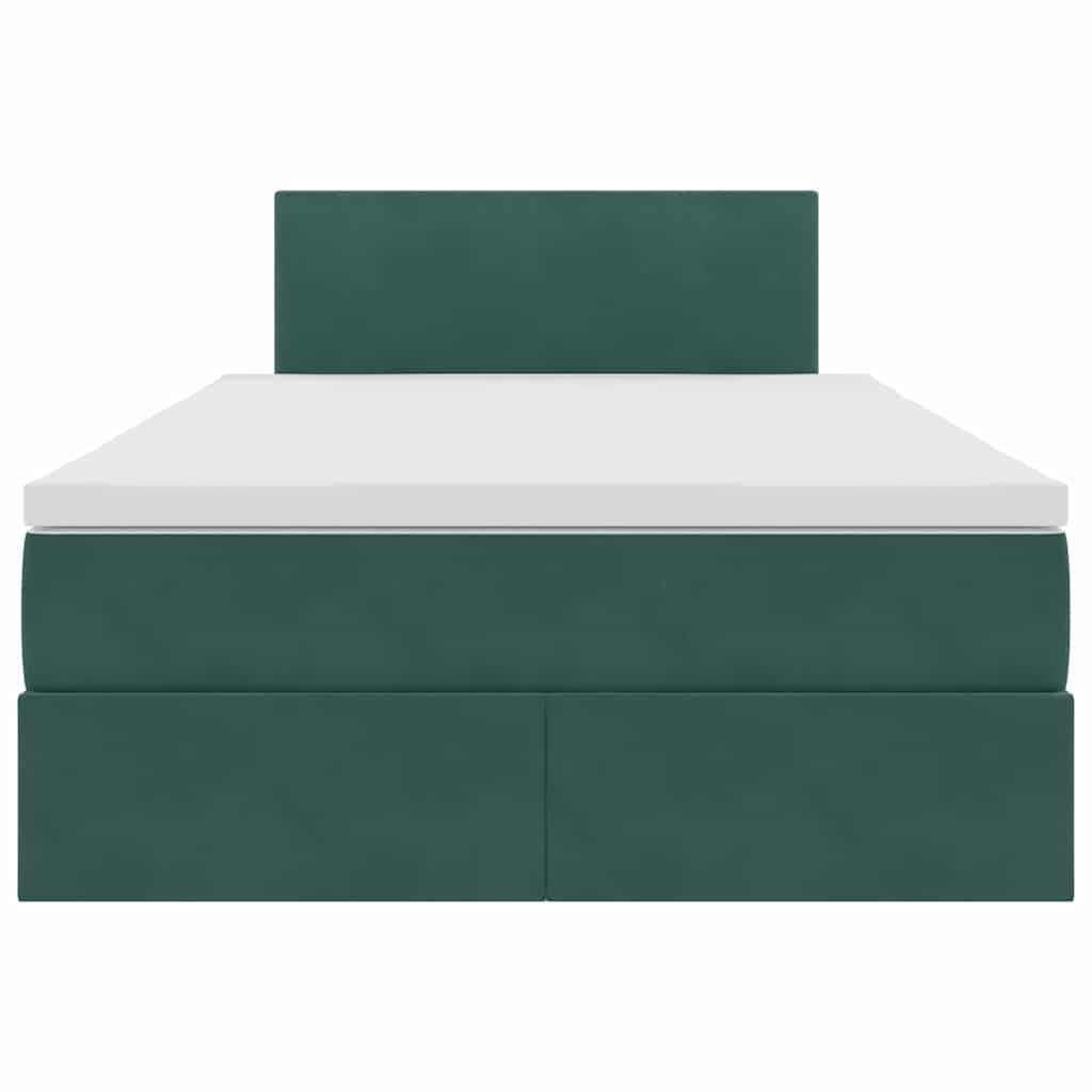 Letto con luci a strisce a LED Verde Scuro 120 x 200 cm Velluto