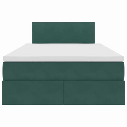 Letto con luci a strisce a LED Verde Scuro 120 x 200 cm Velluto