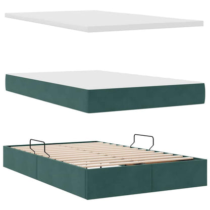 Letto con contenitore e LED Verde Scuro 120 x 200 cm Velluto | homemem39