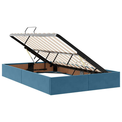 Letto con luci a strisce a LED Blu Scuro 120 x 200 cm Velluto