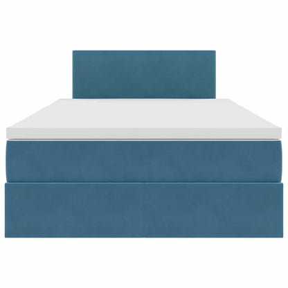 Letto con luci a strisce a LED Blu Scuro 120 x 200 cm Velluto