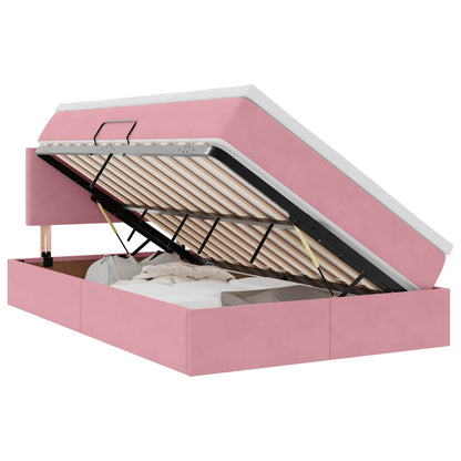 Letto con contenitore LED e materasso Rosa 120 x 200 cm Velluto