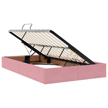Letto con contenitore e LED Rosa 120 x 200 cm Velluto | homemem39