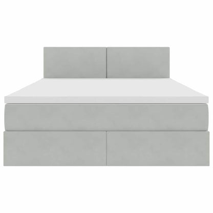 Letto con contenitore e LED Grigio chiaro 140 x 190 cm Velluto | homemem39
