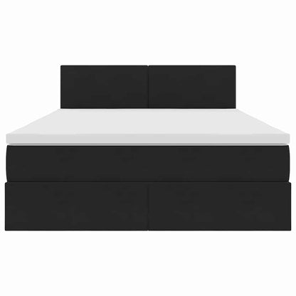 Letto con contenitore e LED con led Nero 140 x 190 cm Velluto | homemem39