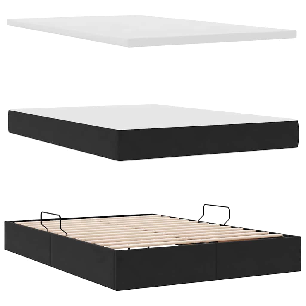 Letto con contenitore e LED con led Nero 140 x 190 cm Velluto | homemem39