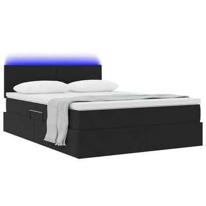 Letto con contenitore e LED con led Nero 140 x 200 cm Velluto | homemem39