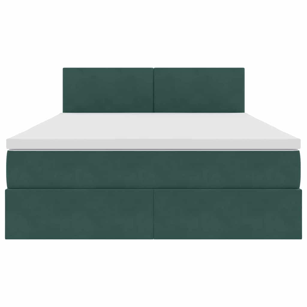 Letto con contenitore e LED Verde Scuro 140 x 200 cm Velluto | homemem39