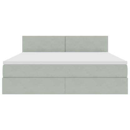 Letto con contenitore e LED Grigio chiaro 160 x 200 cm Velluto | homemem39