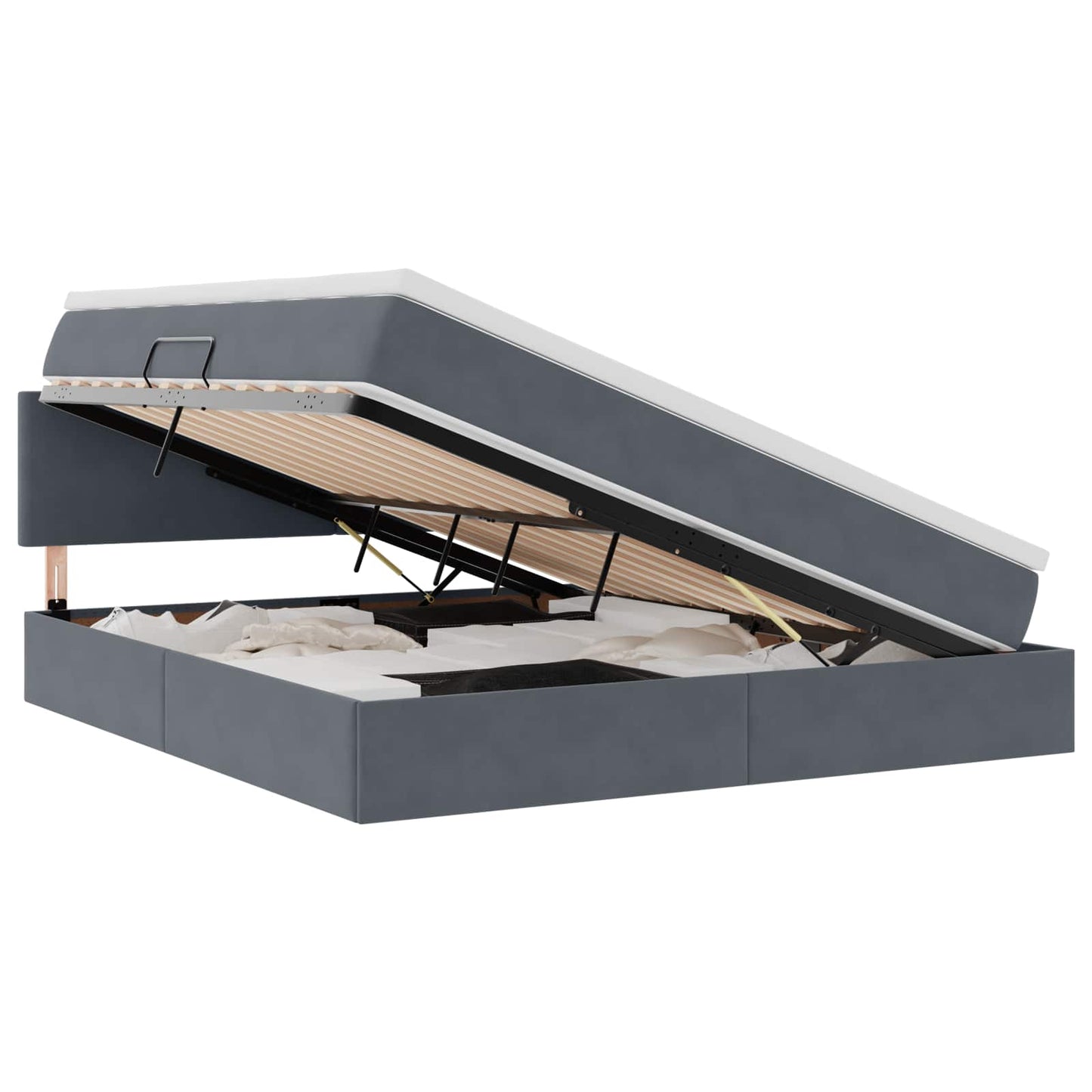 Letto con contenitore LED e materasso Grigio Scuro 160 x 200 cm