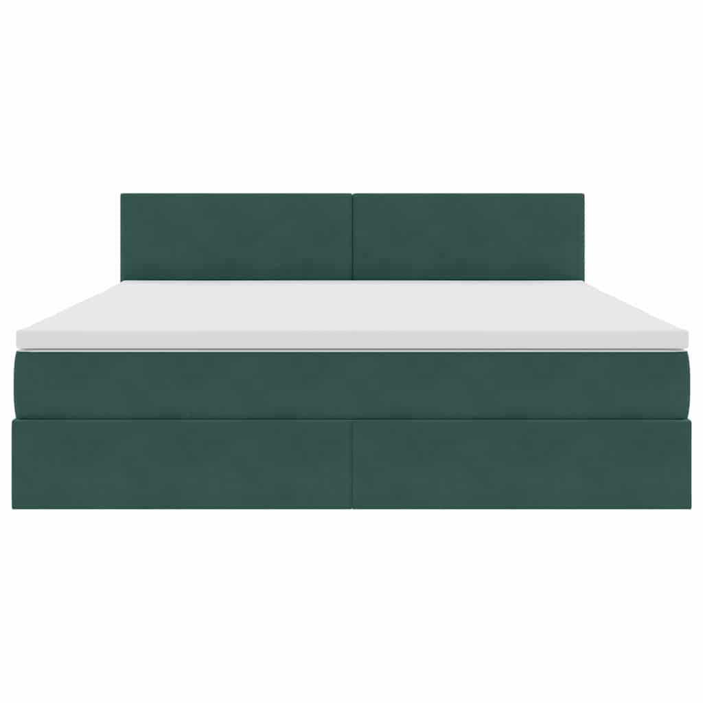 Letto con contenitore e LED Verde Scuro 160 x 200 cm Velluto | homemem39