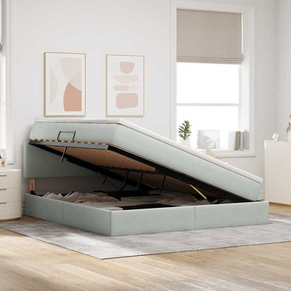 Letto con contenitore LED e materasso Grigio Chiaro