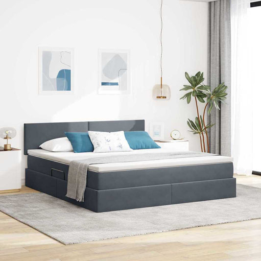 Letto con testiera Grigio scuro 180 x 200 cm Velluto