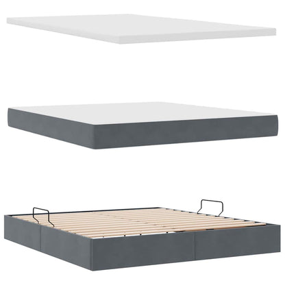 Letto con contenitore e LED Grigio scuro 180 x 200 cm Velluto | homemem39