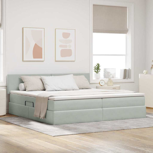 Letto con contenitore LED e materasso Grigio Chiaro | homemem39