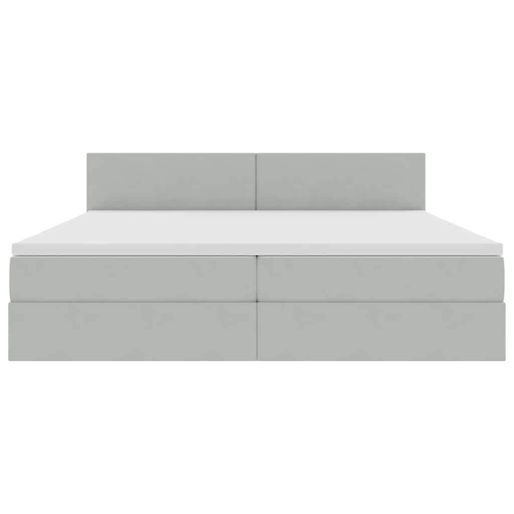Letto con contenitore e LED Grigio chiaro 200 x 200 cm Velluto