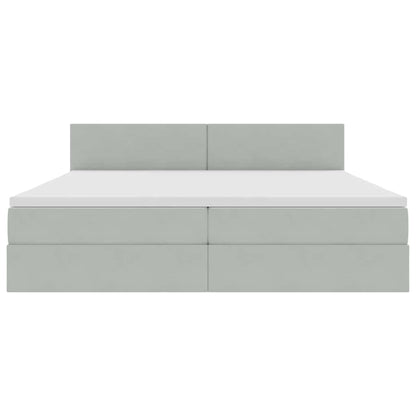 Letto con contenitore e LED Grigio chiaro 200 x 200 cm Velluto
