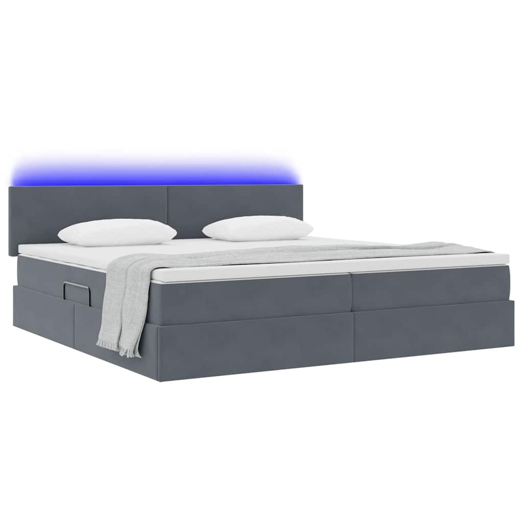 Letto con contenitore LED e materasso Grigio Scuro 200 x 200 cm | homemem39
