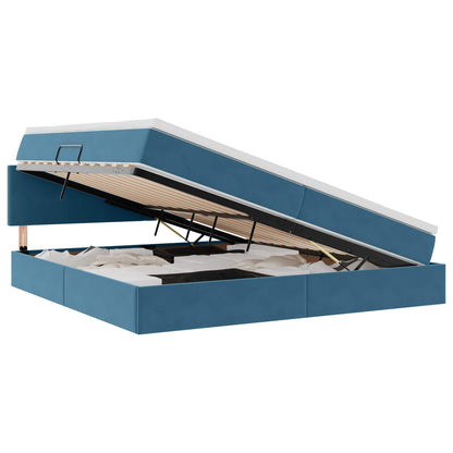 Letto con contenitore LED e materasso Blu Scuro 200 x 200 cm | homemem39