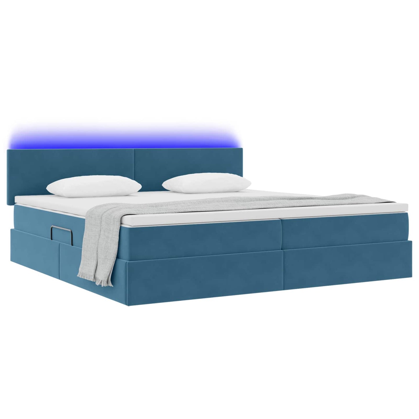 Letto con contenitore LED e materasso Blu Scuro 200 x 200 cm | homemem39