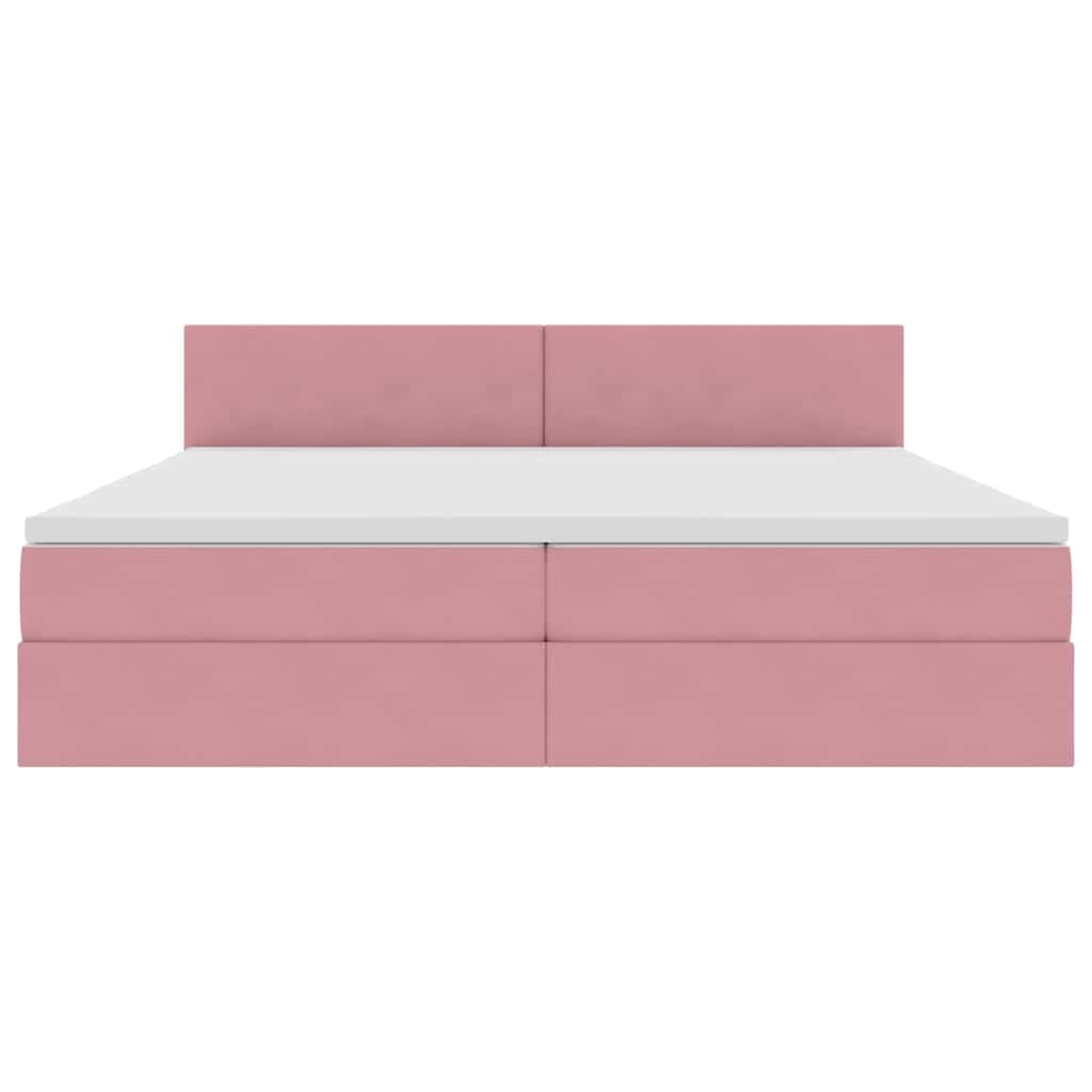 Letto con luci a strisce a LED Rosa 200 x 200 cm Velluto
