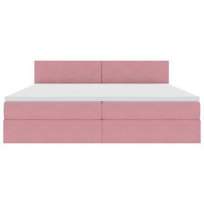 Letto con luci a strisce a LED Rosa 200 x 200 cm Velluto