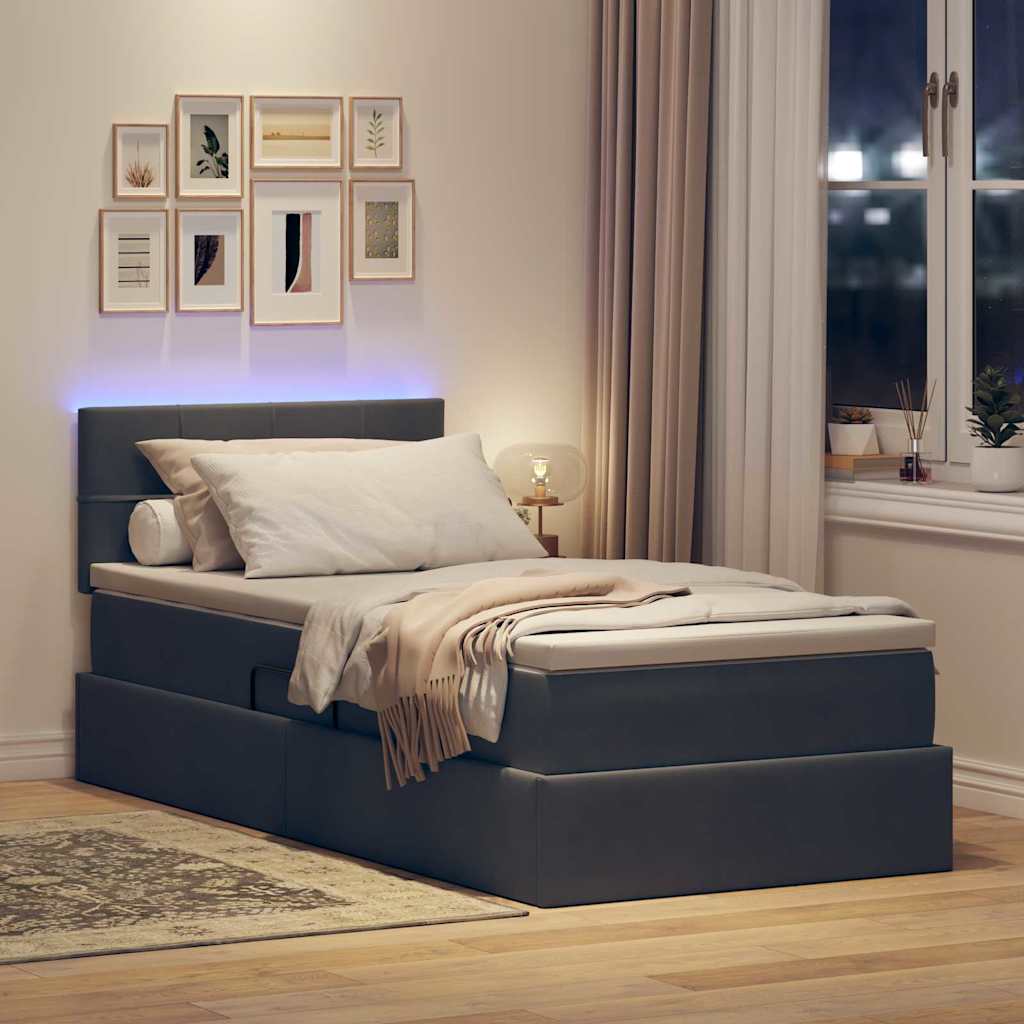 Letto con contenitore LED e materasso Grigio Scuro 90 x 190 cm | homemem39