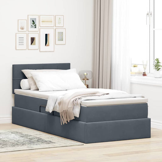 Letto con contenitore LED e materasso Grigio Scuro 90 x 190 cm | homemem39