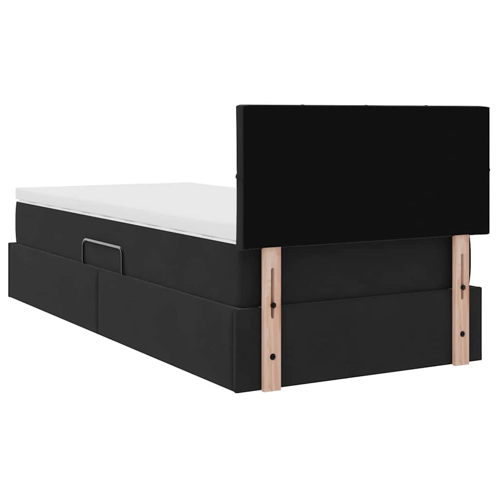 Letto con contenitore LED e materasso Nero 90 x 190 cm Velluto | homemem39