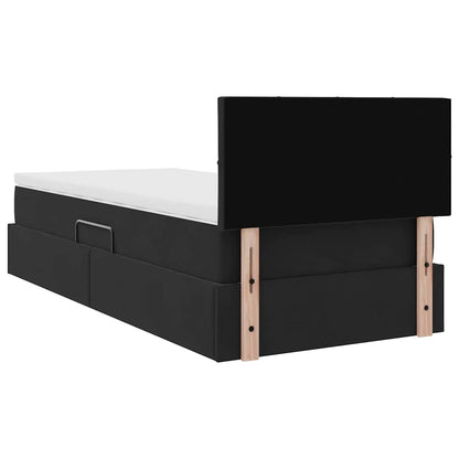 Letto con contenitore LED e materasso Nero 90 x 190 cm Velluto | homemem39