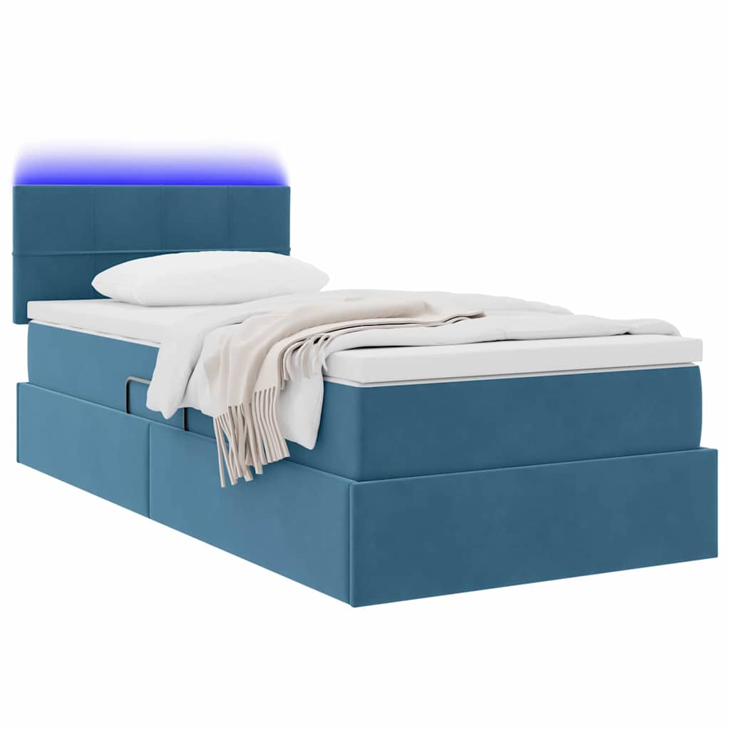 Letto con contenitore LED e materasso Blu Scuro 90 x 190 cm | homemem39