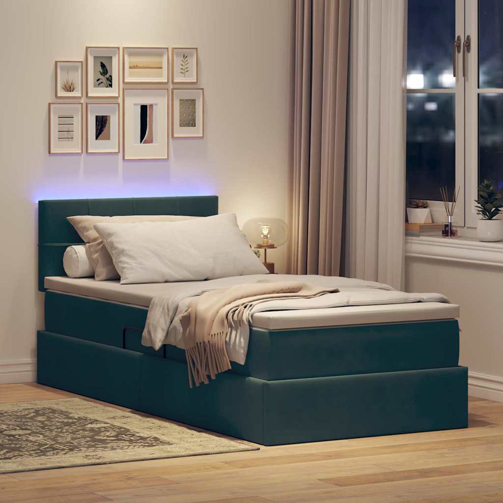 Letto con contenitore LED e materasso Verde Scuro 90 x 200 cm | homemem39