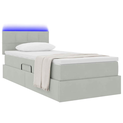 Letto con contenitore LED e materasso Grigio Chiaro | homemem39